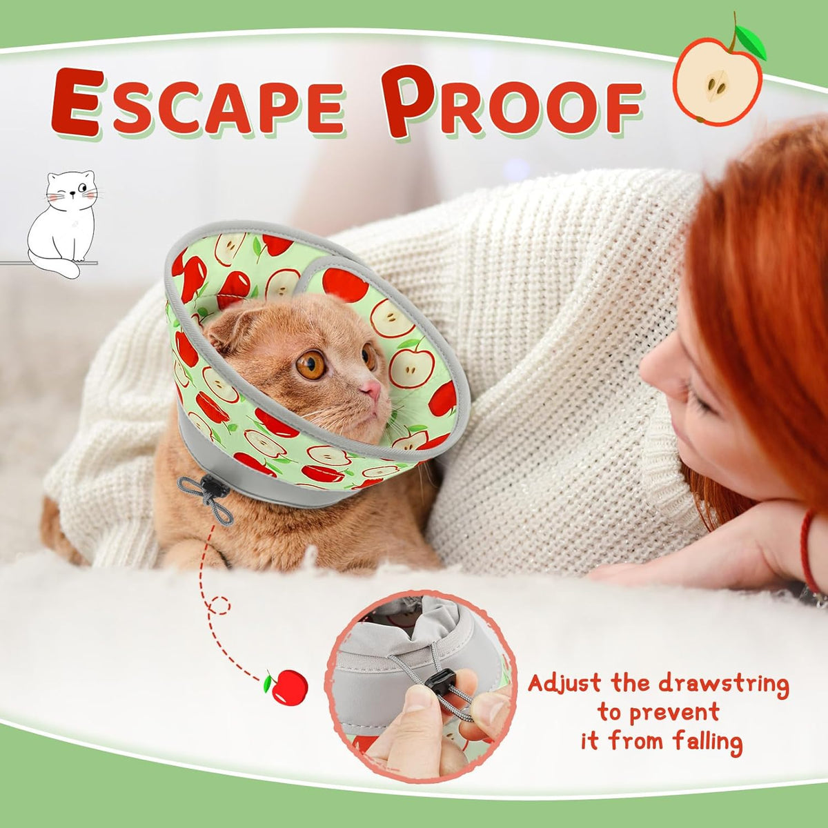 Cat Cone Collar Soft to Stop Licking, Adjustable, Foldable Lightweight Kitten Cones After Surgery