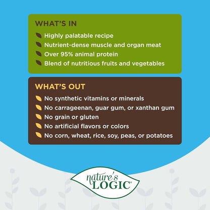 Nature's Logic Grain-Free Canned Dog Food - 90% Animal Proteins - 100% Natural Wet Dog Food Cans