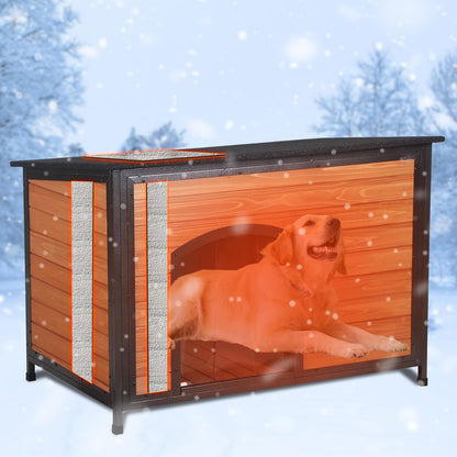 Dog House Outdoor Insulated 43.3" L Large Dog Kennel 6 Sides All-Round Foam Winter Weatherproof for