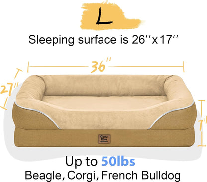Washable Orthopedic Large Dog Bed - Big Dog Beds with Removable Waterproof Cover and Non-Slip