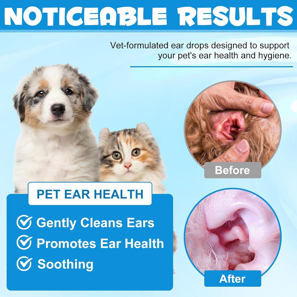 Dog Ear Infection Treatment, Cat & Dog Ear Cleaner for Itchy Relief, Antiseptic,Waxing,Cleansing