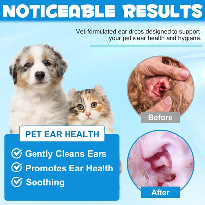 Dog Ear Infection Treatment, Cat & Dog Ear Cleaner for Itchy Relief, Antiseptic,Waxing,Cleansing