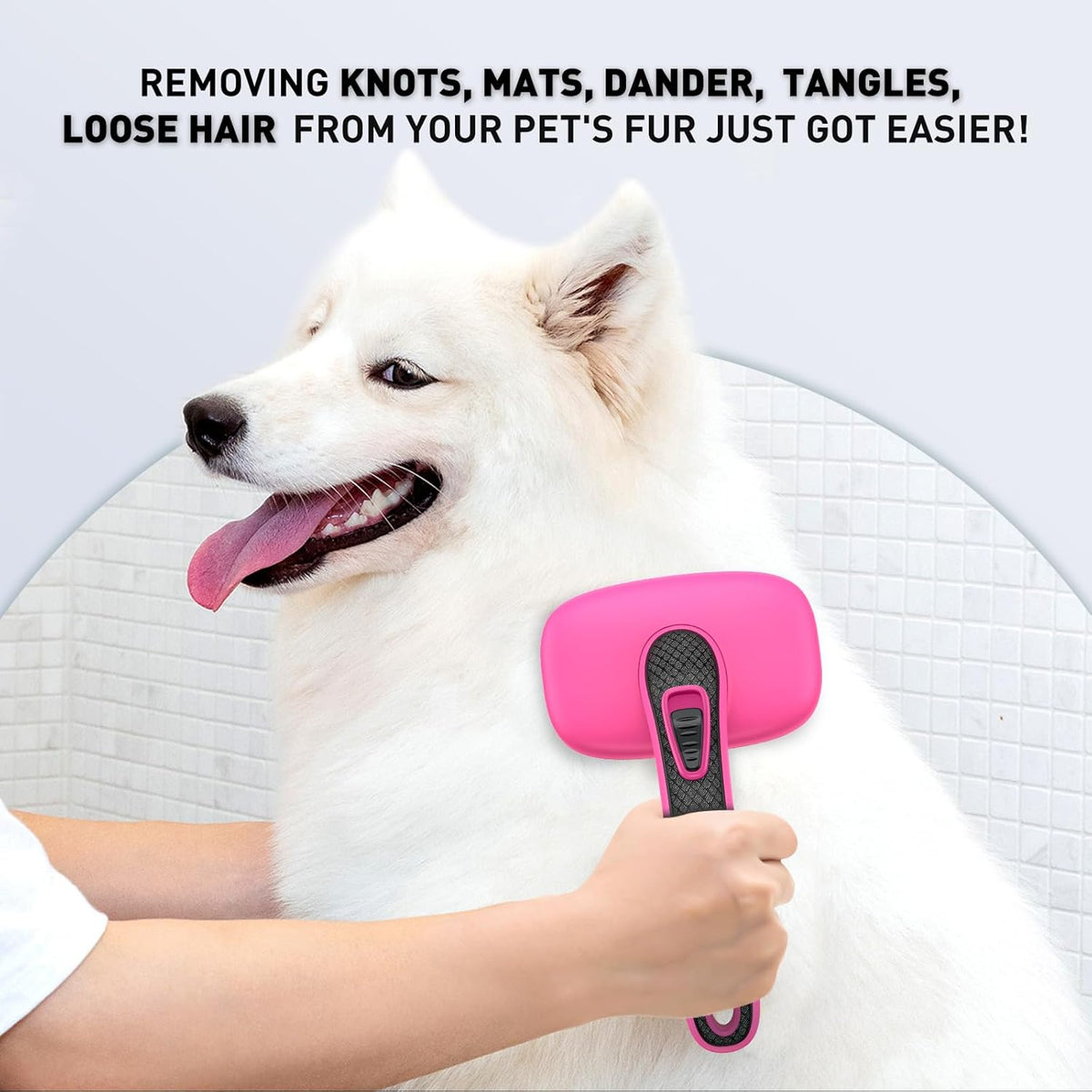 Self Cleaning Slicker Brush for Shedding Long Short Haired Dogs & Cats, Remove Loose Tangling Knot
