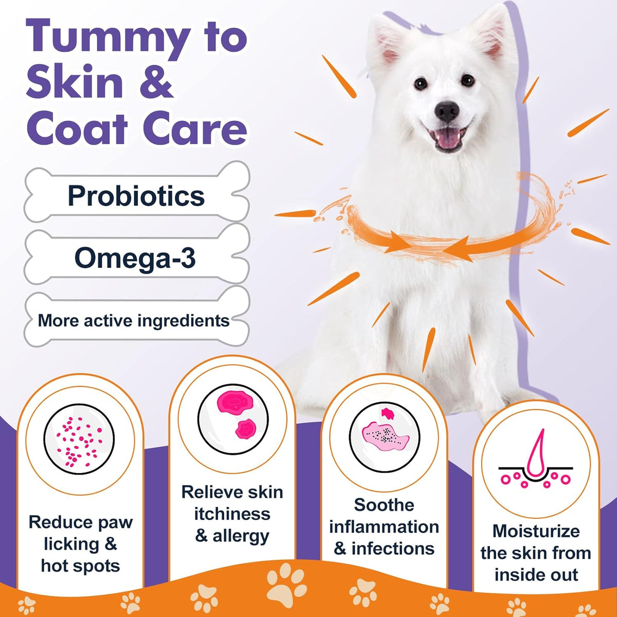 Probiotics for Dogs, Freeze-Dried Dog Probiotics and Digestive Enzymes, Plus Omega-3 for Itchy