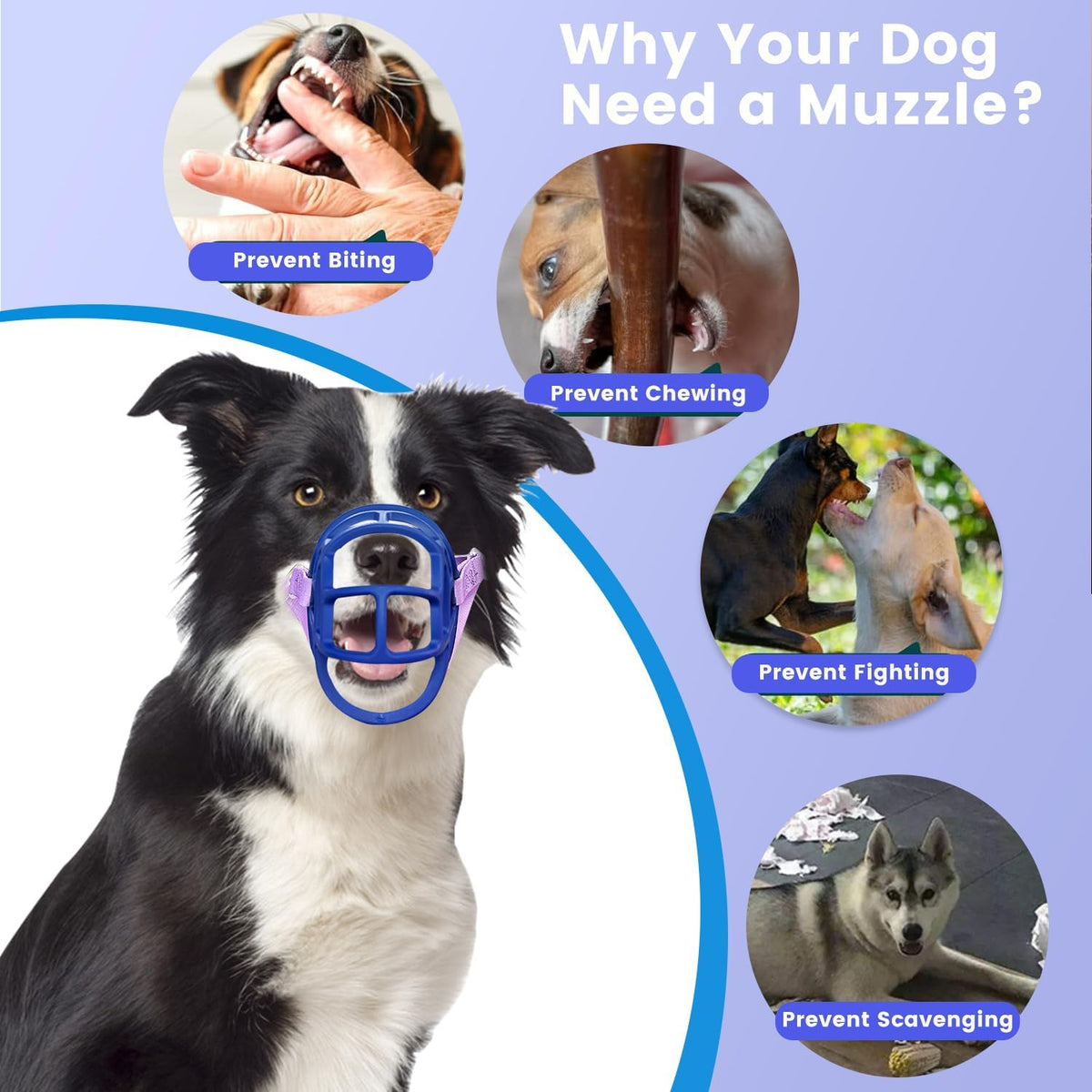 Basket Muzzle Allows Panting Drinking - Anti Biting Chewing, Suitable for Grooming Trimming