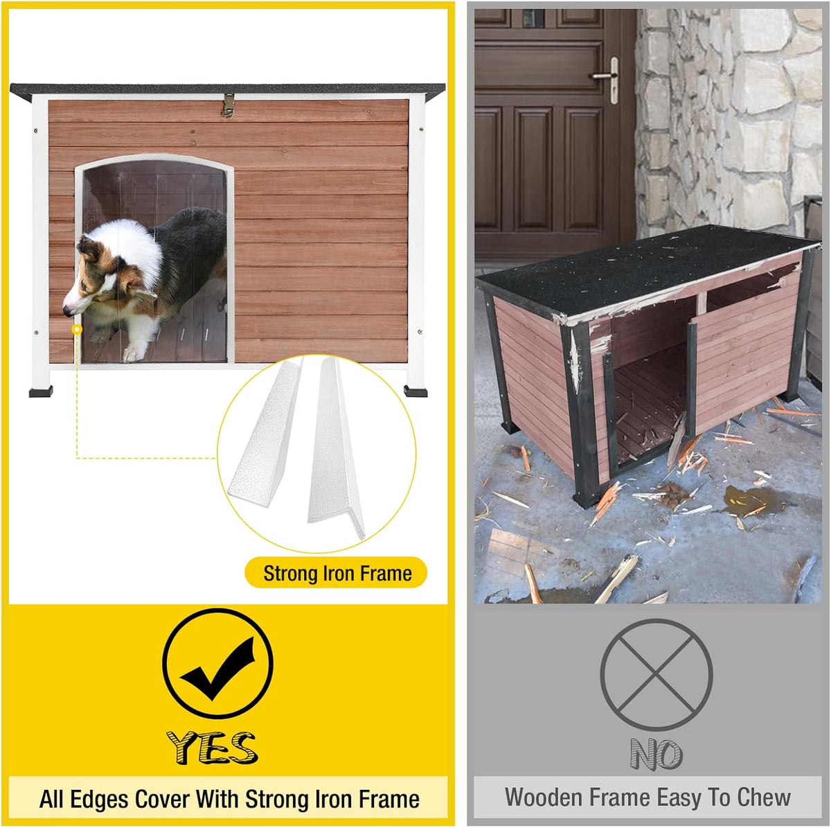 Dog House Outdoor & Indoor Wooden Dog Kennel for Winter with Raised Feet Weatherproof for Small &