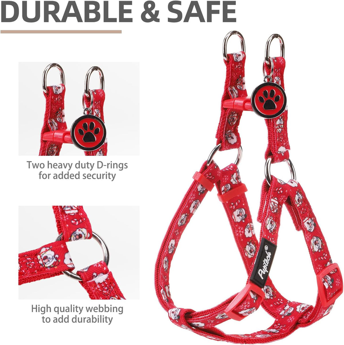 PUPTECK No Pull Dog Harness Soft Adjustable Basic Nylon Step in Puppy Vest Outdoor Walking with ID