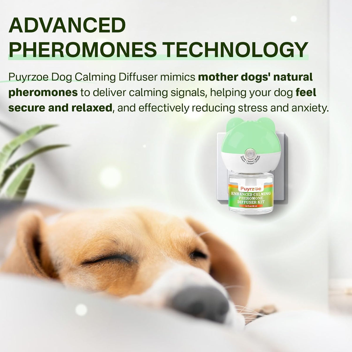 Dog Calming Diffuser with 3 Timing Functions, 3-in-1 Dog Anxiety Relief Diffuser Kit, 120-Day