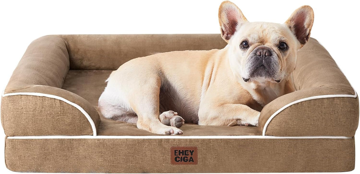 EHEYCIGA Orthopedic Dog Bed for Medium Dogs, Waterproof Memory Foam Medium Dog Beds with Sides
