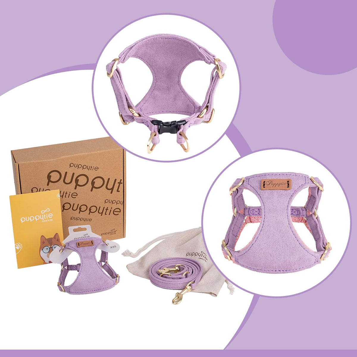 Puppytie No Pull xs Dog Harness with Multifunction Dog Leash,Soft Adjustable No Choke Escape Proof