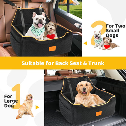 Dog Car Seat for Large/Medium Dog, Booster Seat for Dogs Under 55Lbs or 2 Small, Detachable and