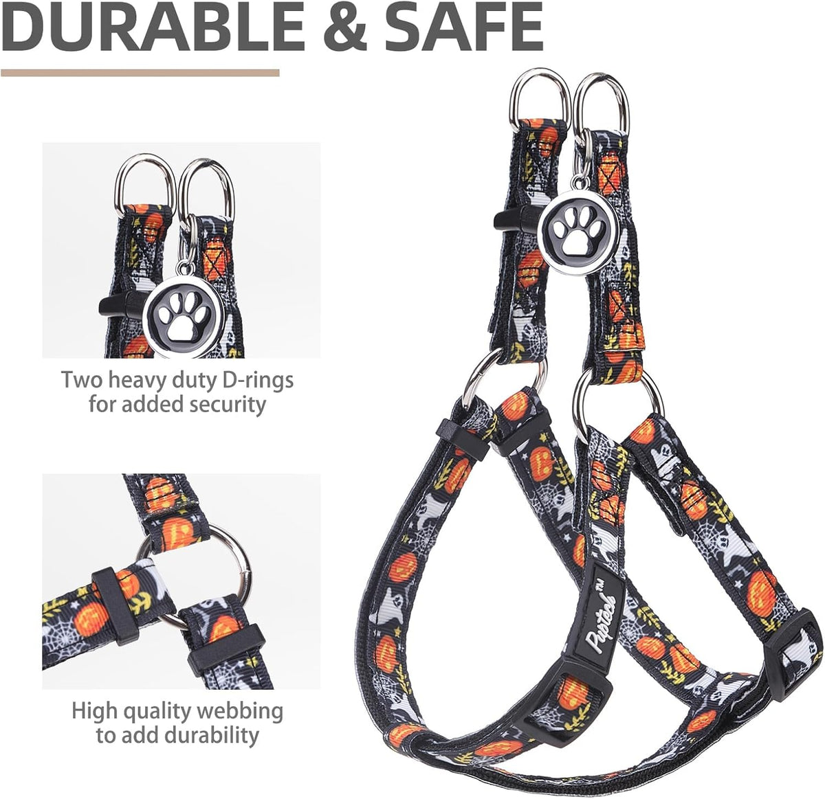 PUPTECK No Pull Dog Harness Soft Adjustable Basic Nylon Step in Puppy Vest Outdoor Walking with ID