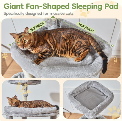 Taoqimiao 72 Inches Cat Tree for Large Cats, Multi-Level Tall Cat Tower, Widened Cat Condo with