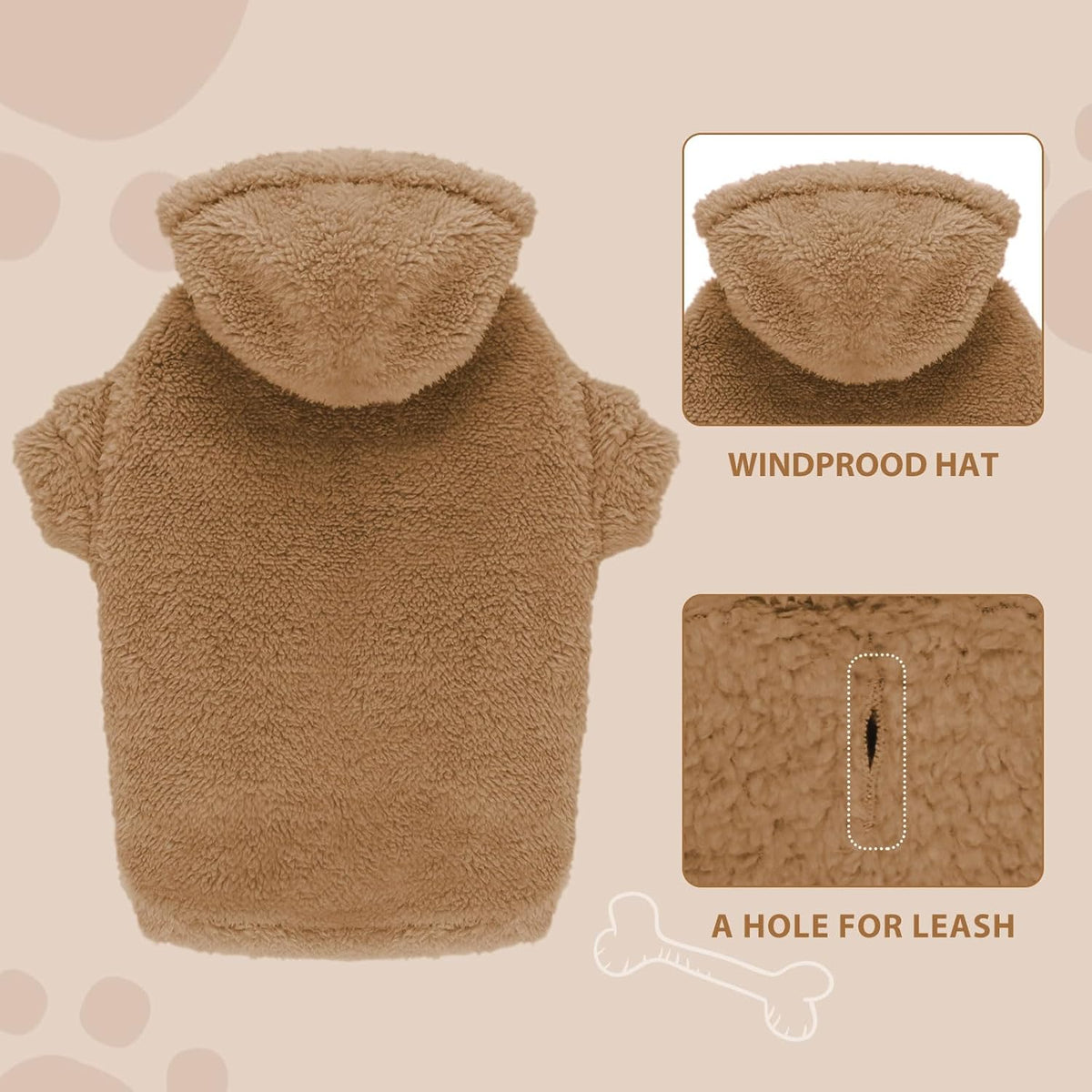 Fuzzy Dog Sweaters for Large Dogs Pet Hoodie Clothes Warm Soft Pet Coats Hooded Sweatshirt Dog