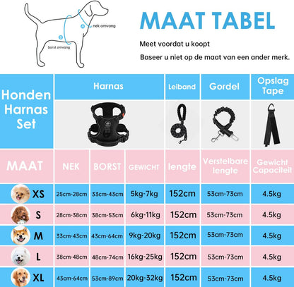NESTROAD No Pull Dog Harness,Adjustable Oxford Dog Vest Harness with Leash,Reflective No-Choke Pet