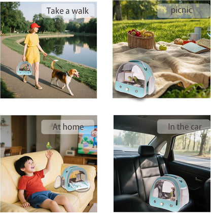 Portable Parrot Travel Cage Carrier with Small Swing Toy&Cage Colorful Toys Set Small Bird Parakeet