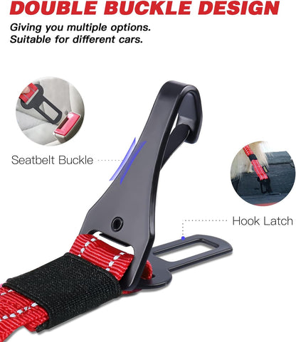 AUBELL Dog Seat Belt for Car,2 Pack Set 3-in-1 Adjustable Reflective Bungee Heavy Duty Dog Car