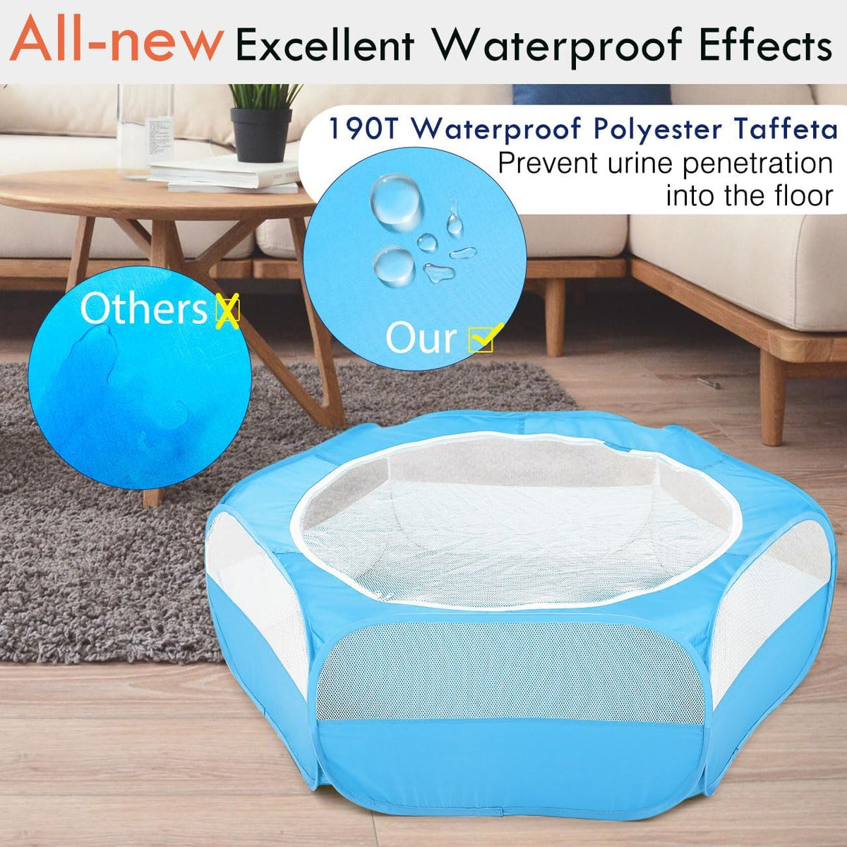 Pawaboo Small Animals Playpen, Waterproof Small Pet Cage Tent with Zippered Cover, Portable Outdoor