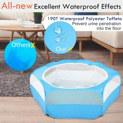 Pawaboo Small Animals Playpen, Waterproof Small Pet Cage Tent with Zippered Cover, Portable Outdoor