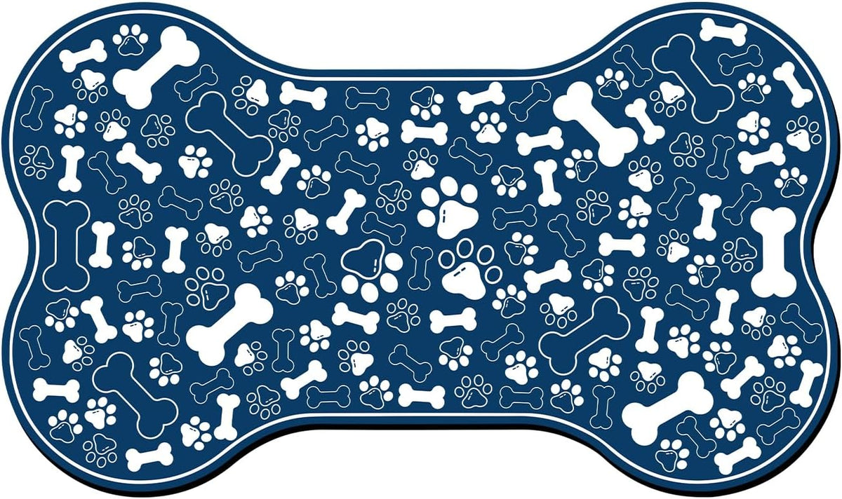 Dog & Cat Food Mat Bone Shaped Pet Feeding Mat Quick Absorb Water Bowl Placemat with Rubber Backing
