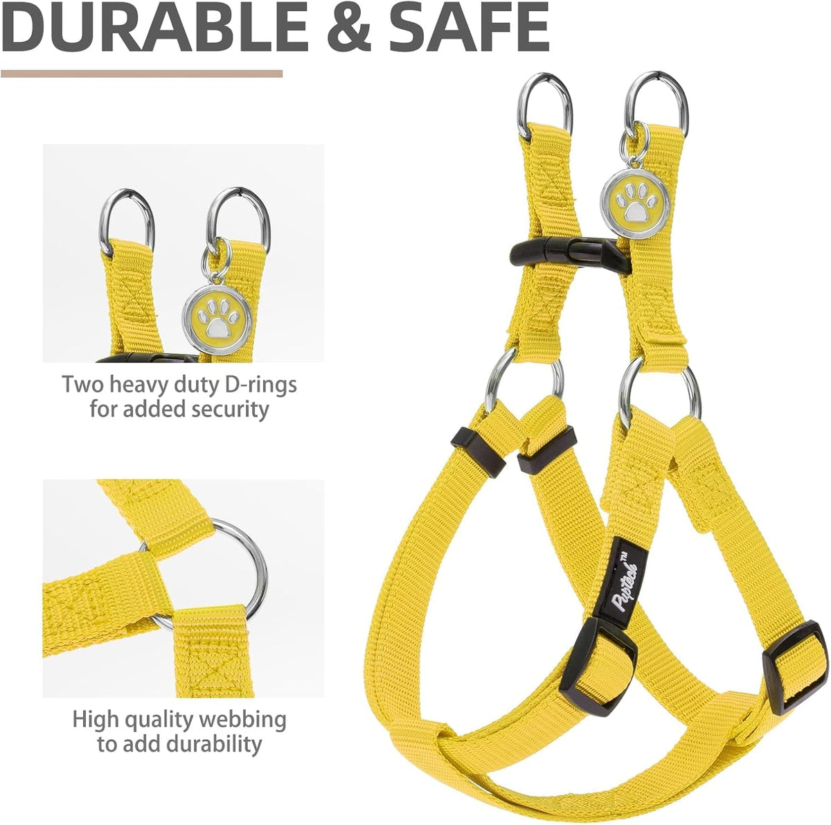 PUPTECK No Pull Dog Harness Soft Adjustable Basic Nylon Step in Puppy Vest Outdoor Walking with ID