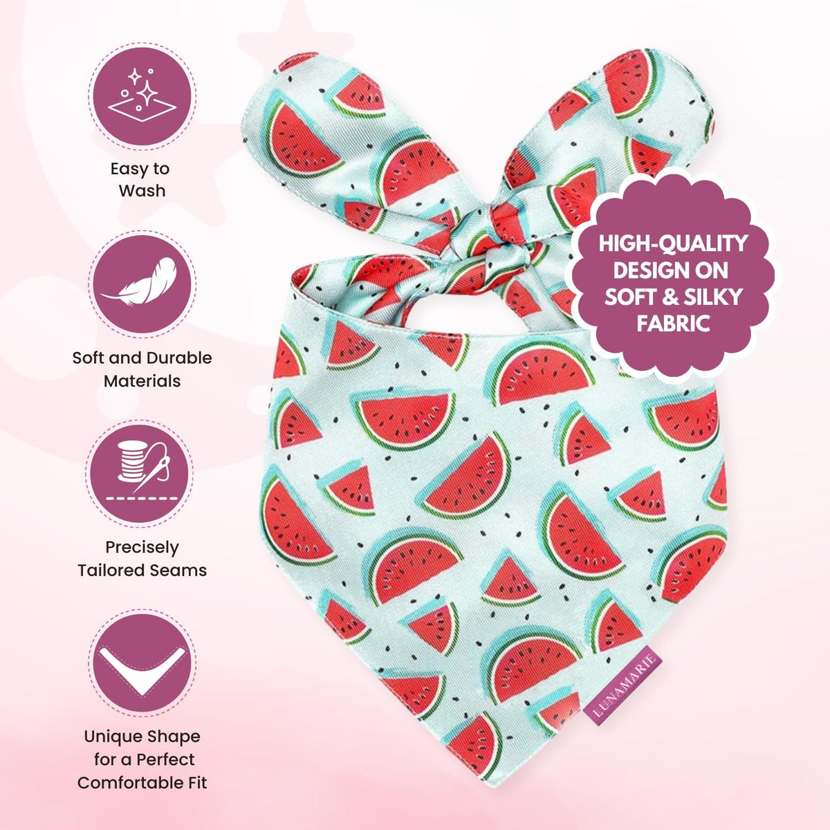 LunaMarie - Luxury Dog Bandanas - Cute Watermelon Design | Premium & Soft Fabric | 100% Handmade