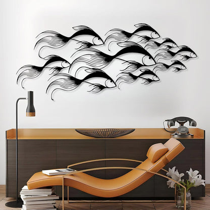 School of Fish Metal Wall Art, Metal Fish Wall Decor, Sea Life Wall Art, Large Nautical Wall