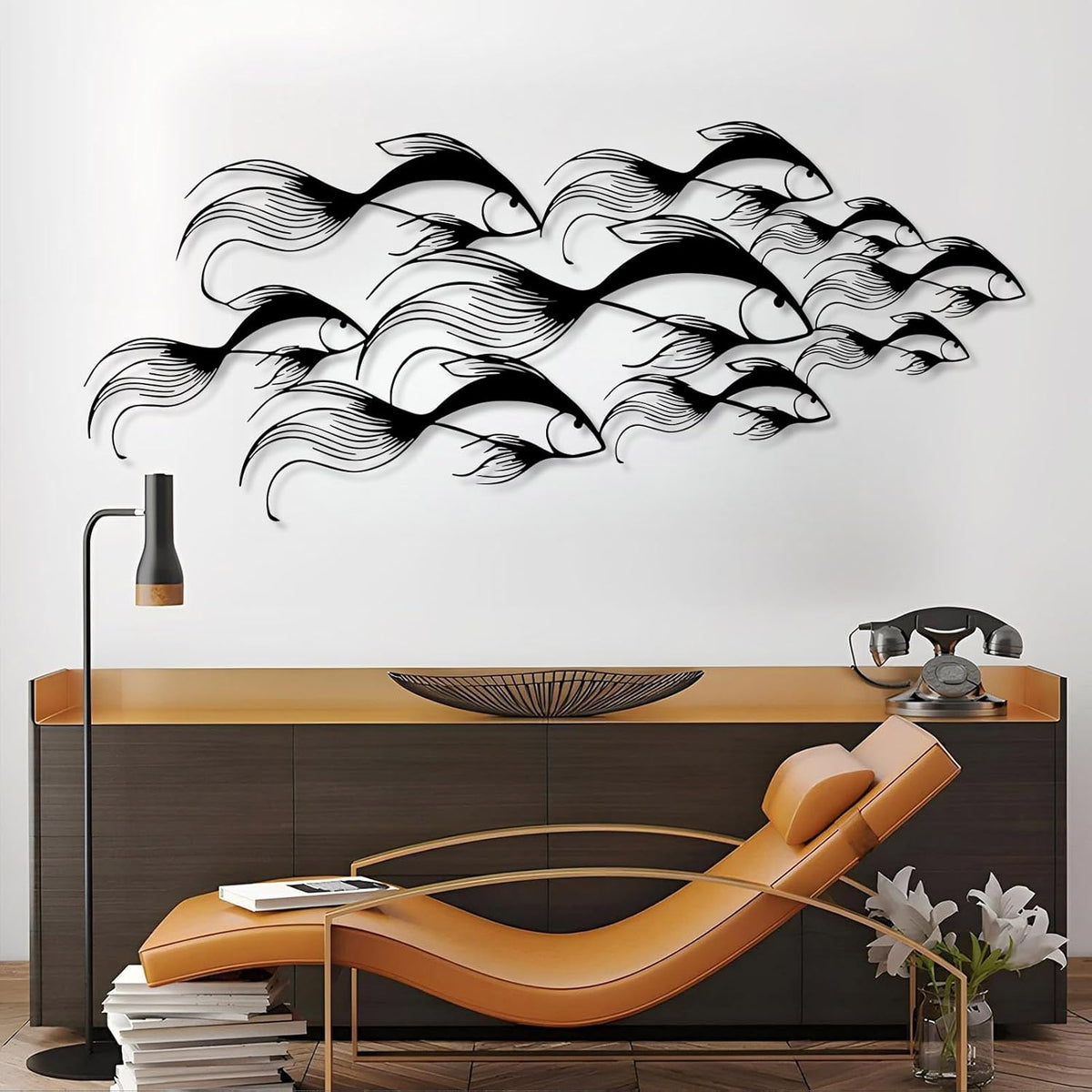 School of Fish Metal Wall Art, Metal Fish Wall Decor, Sea Life Wall Art, Large Nautical Wall