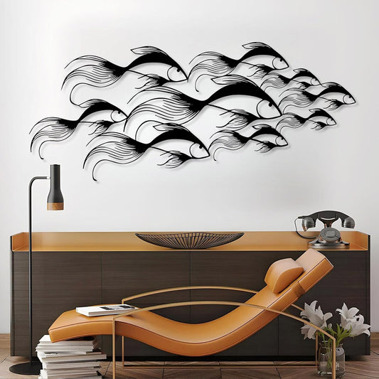 School of Fish Metal Wall Art, Metal Fish Wall Decor, Sea Life Wall Art, Large Nautical Wall