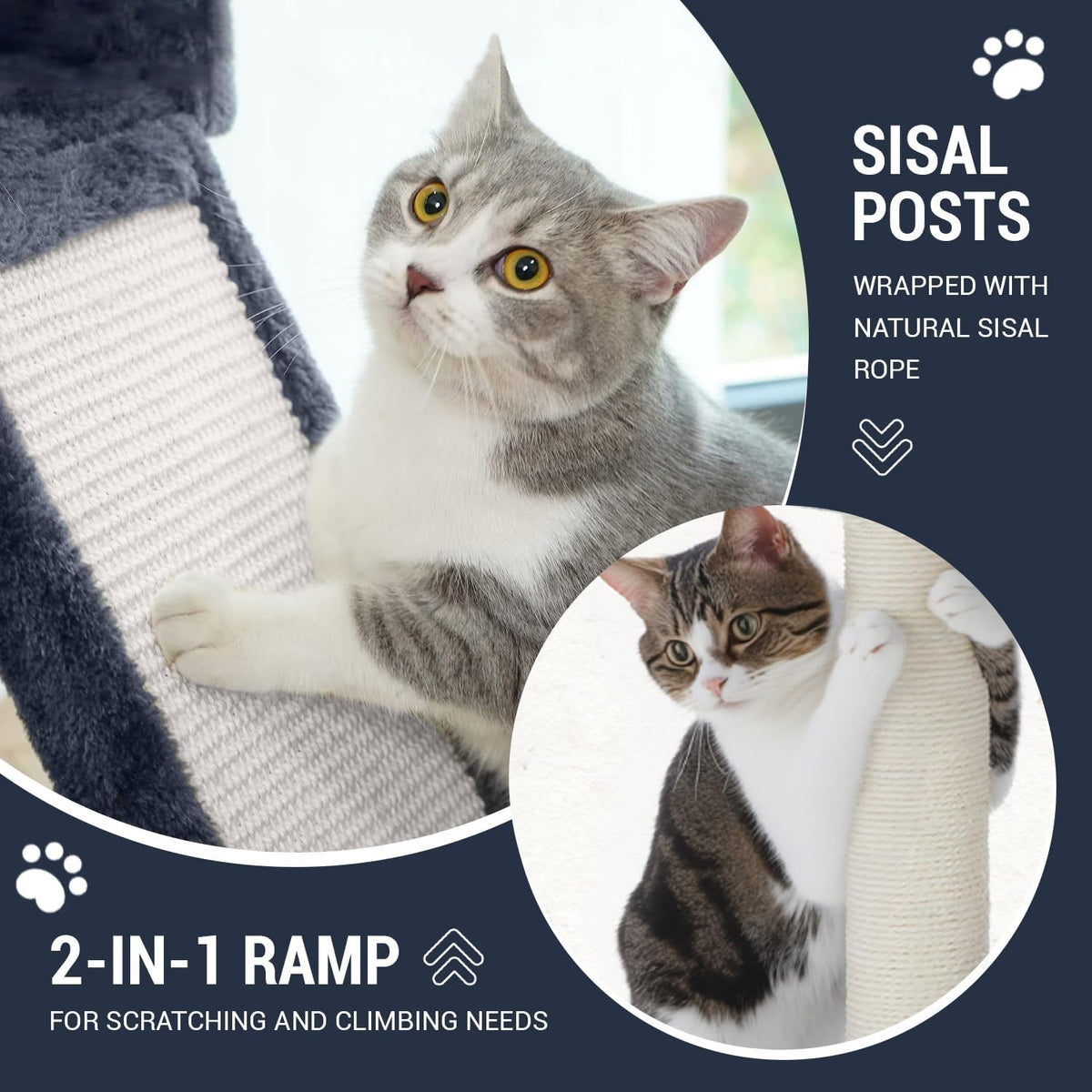 Allewie 68 Inches Cat Tree/House and Towers for Big Feline/Scratching Post/Multi-Level Large Kitty