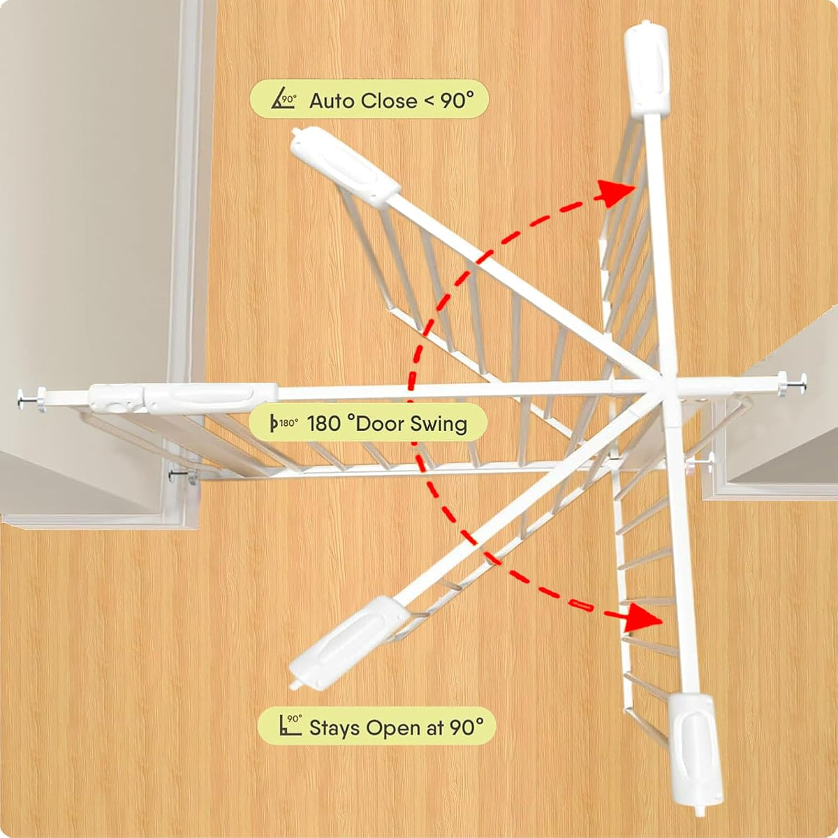 Walk Through Baby Gate 29-43.5 Inch Wide for Stairs Tension Pet Dog Gates Indoor for Doorways No