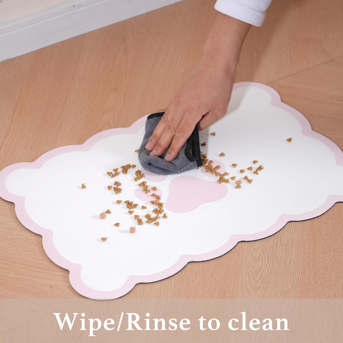 Ralxion Scalloped Dog Feeding Mat, Absorbent Mats for Dog Food and Water Bowl, Dispenser, Cute