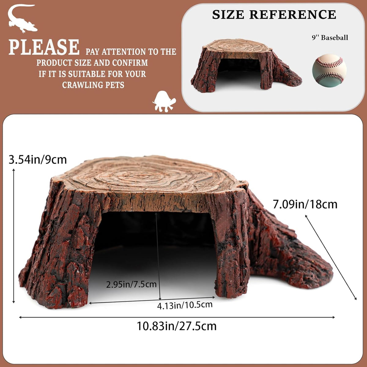 Aquarium Tank Accessories, Safe & Comfortable Hide, Reptile Hideout, Tortoises, Lizards, Hamster