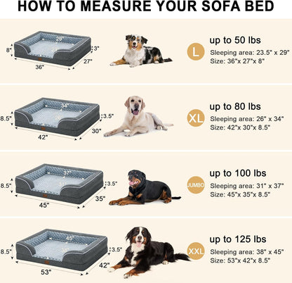 Orthopedic Waterproof Dogs Bed for Extra Large Dogs, Memory Foam XL Dog Beds with Sides, Egg-Crate