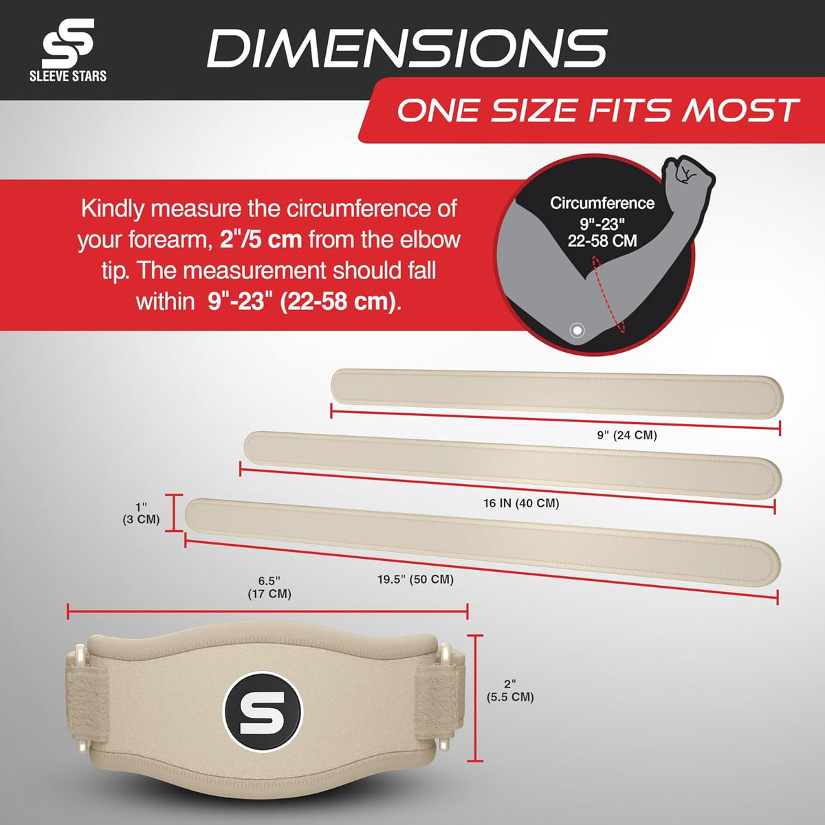 Sleeve Stars Tennis Elbow Brace for Women - Adjustable Tennis Strap, Golfers Elbow Brace for Men