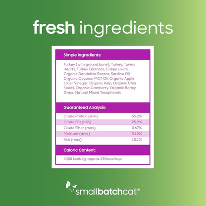 smallbatch Pets Freeze Dried Cat Treats, Raw Dry Cat Food Bites, Turkey Recipe, High Protein Food