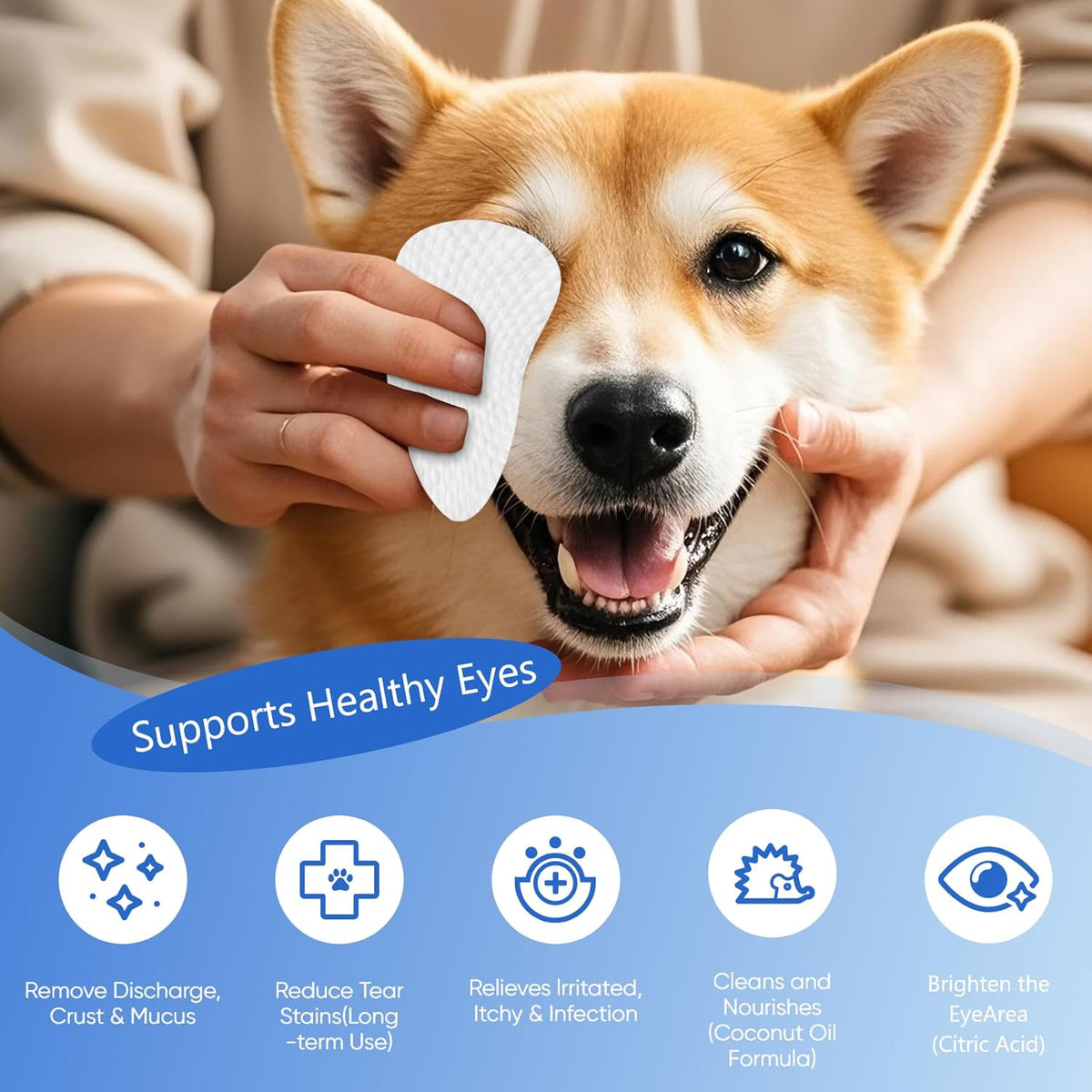 150Pcs Eyes Wipes for Dogs - Tear Stain Remover for Dogs - Dog Eye Cleaner, Eye Debris, Discharge