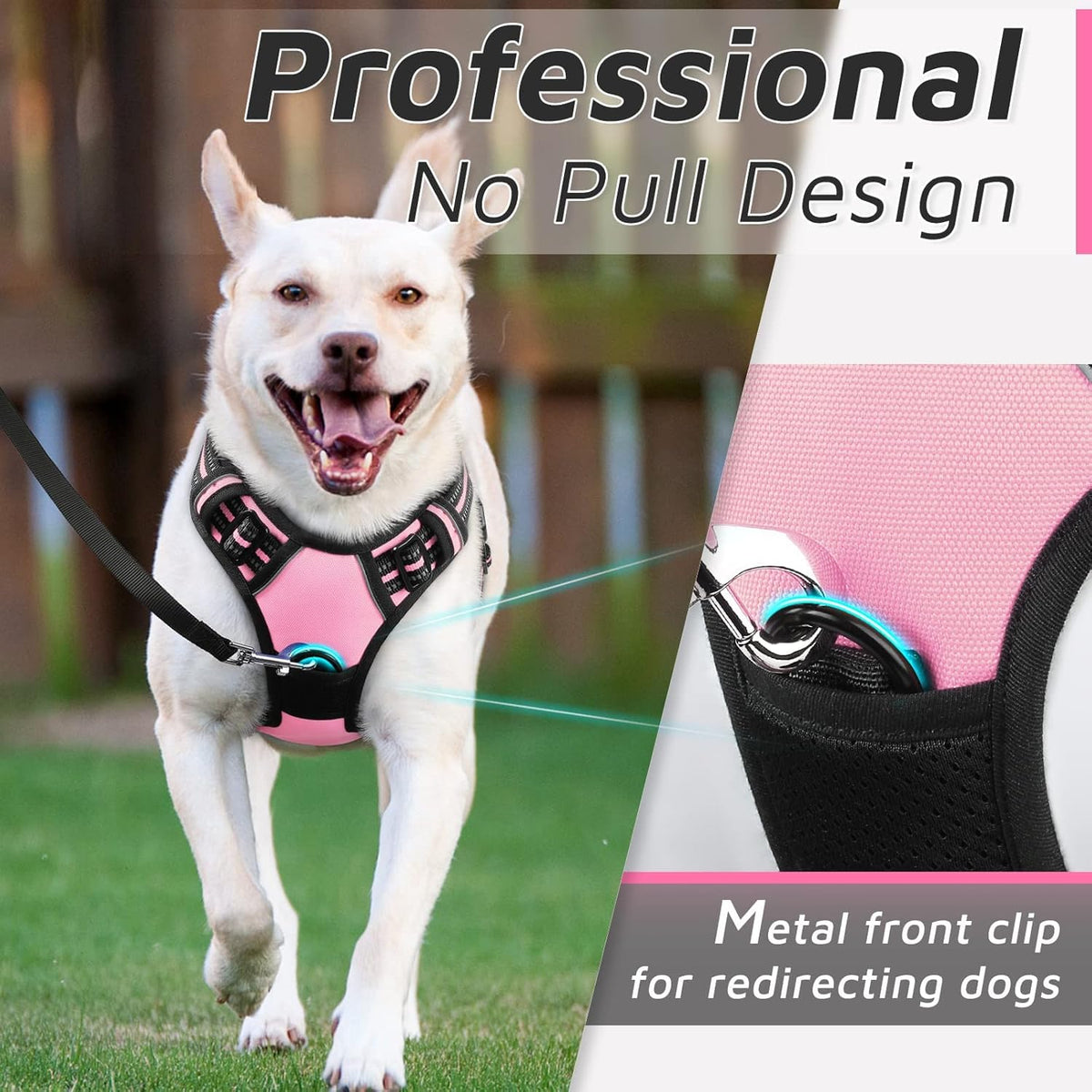 Eagloo Dog Harness for Large Dogs, No Pull Service Vest with Reflective Strips and Control Handle