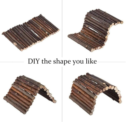 Hamiledyi Extra Large Wooden Reptile Hideout Bearded Dragon Bendy Bridge Climbing Ladder Hiding Hut