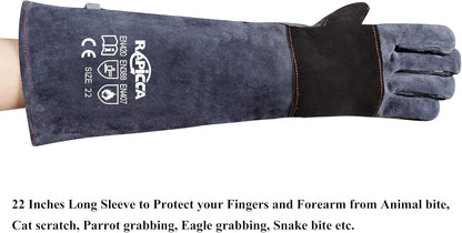 RAPICCA Animal Handling Gloves Bite Proof Reinforced Leather Padding Dog,Cat Scratch,Bird Handling