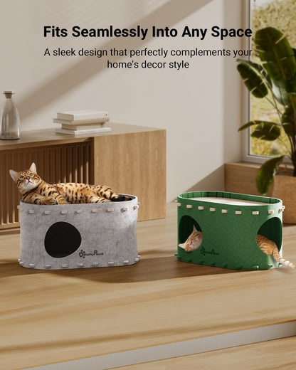 DownyPaws Cat House for Indoor Cats, Cat Bed Cave for Multiple & Large Cats Up to 22 Lbs, Scratch