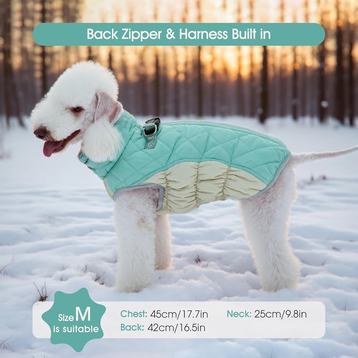FUAMEY Dog Coat for Large Dogs,Waterproof Dog Winter Jacket with Harness Built in Puppy Cold