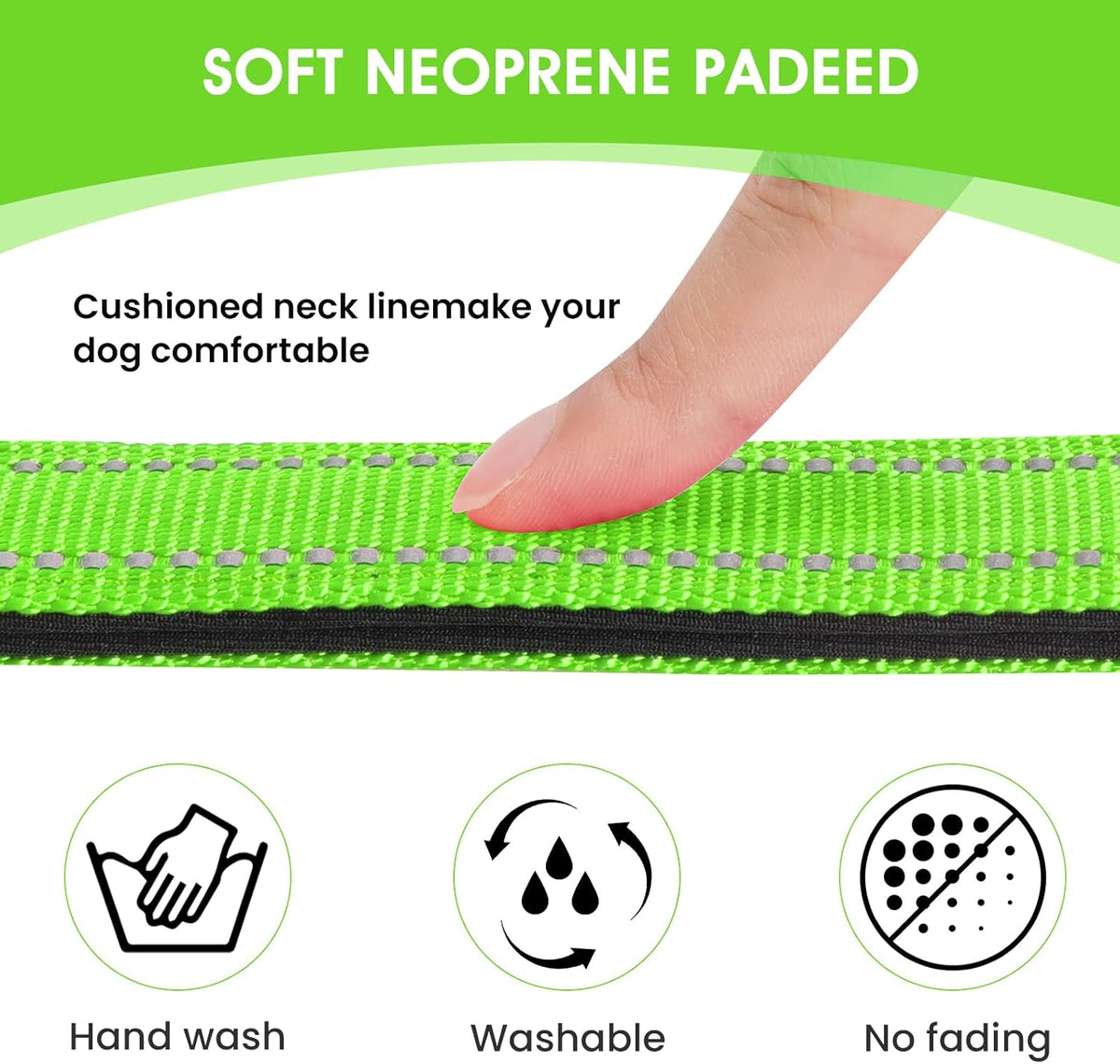 Reflective Dog Collar Padded with Soft Neoprene Breathable Quick Release Basic Dog Collars for