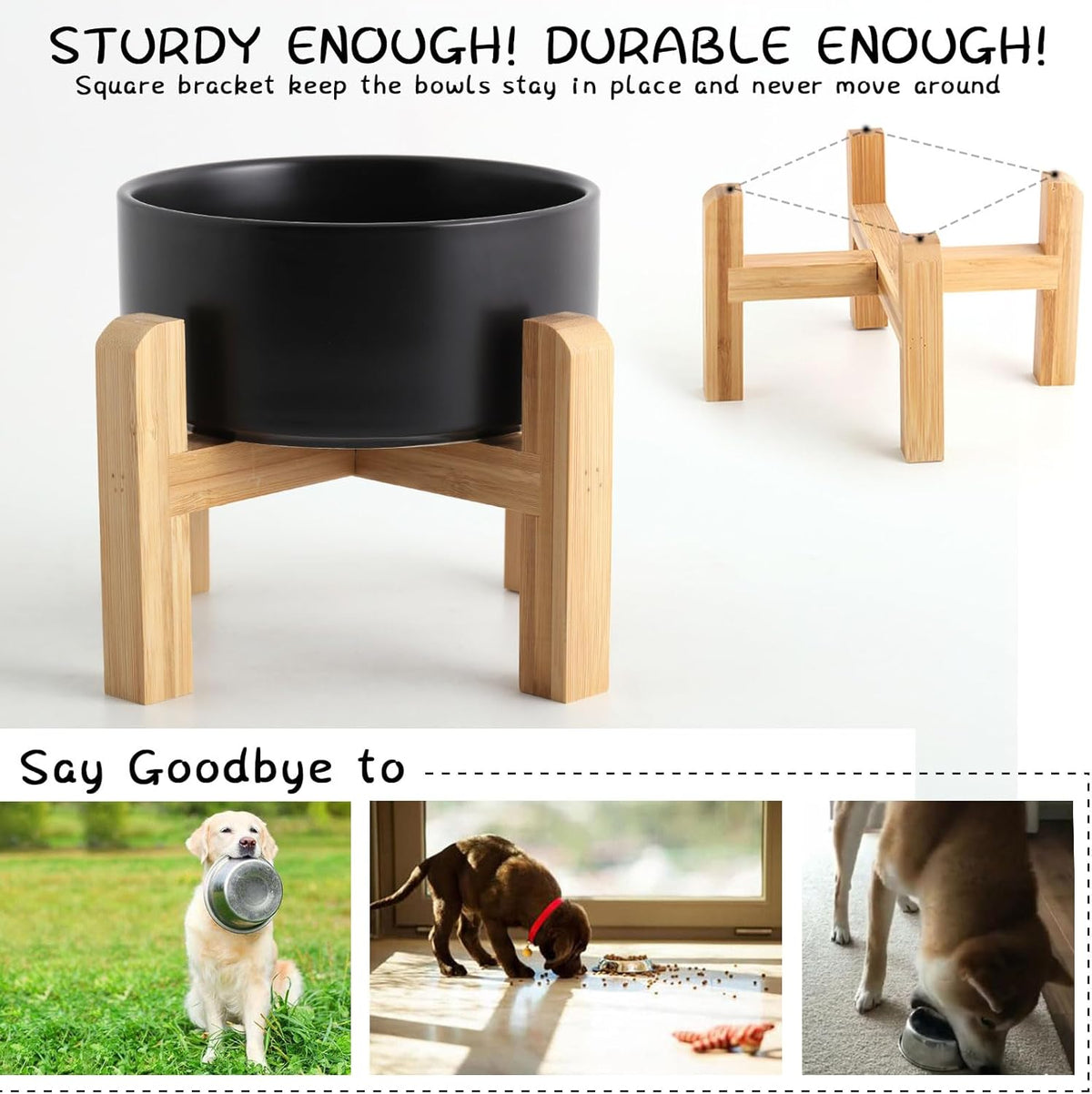 Petygooing Black Elevated/Raised Ceramic Dog Bowl for Medium and Large Breeds, Dog Food Water Dish
