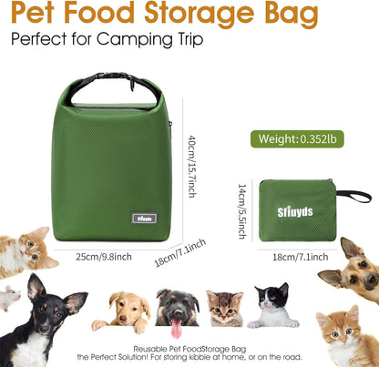 Dog Food Travel Bag,Pet Food Container 20 lb w/2PCS Collapsible Dog Travel Bowls and Zipper Side