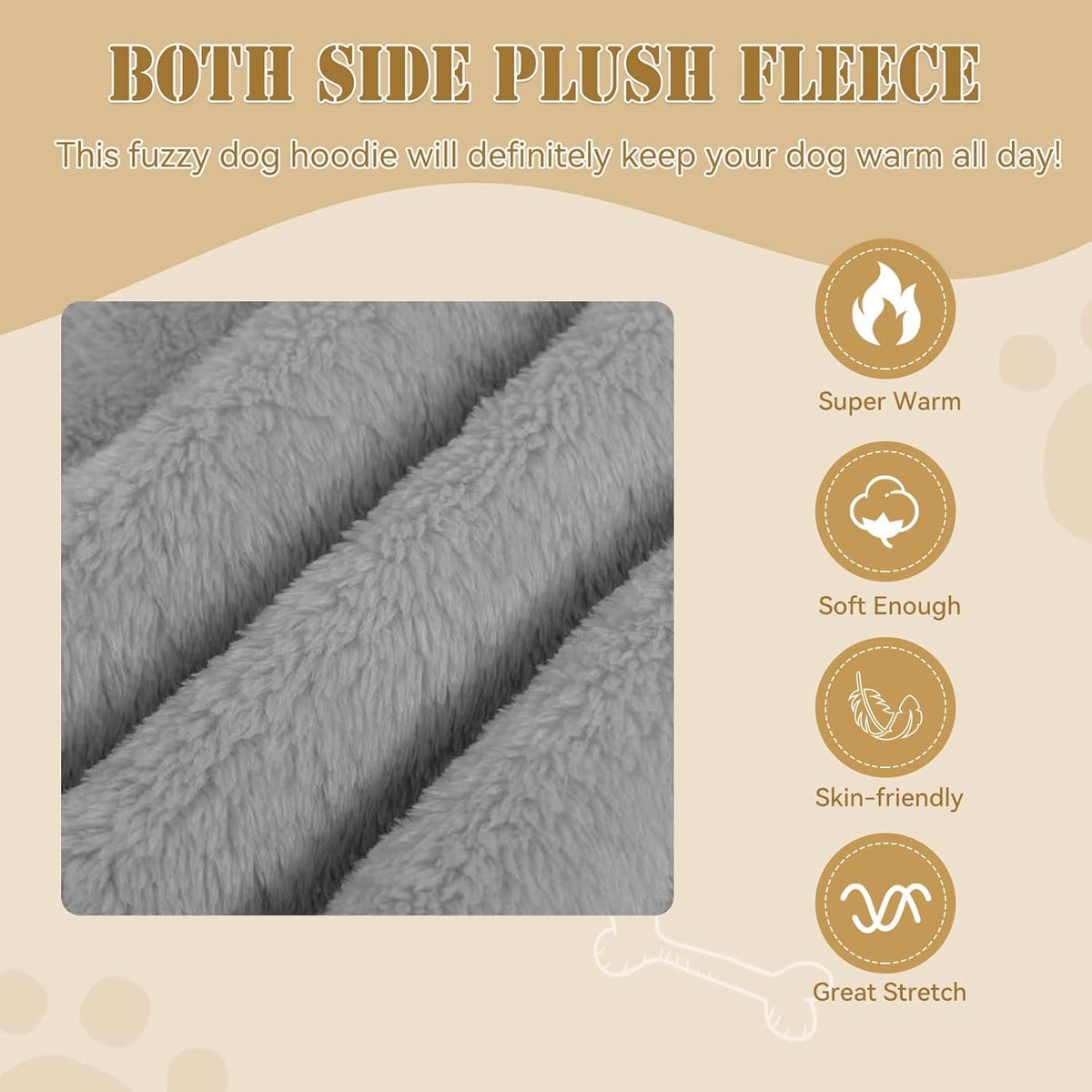 Fuzzy Dog Sweaters for Large Dogs Pet Hoodie Clothes Warm Soft Pet Coats Hooded Sweatshirt Dog