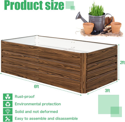 SnugNiture Galvanized Raised Garden Bed 6x3x2FT Outdoor Large Metal Planter Box Steel Kit for