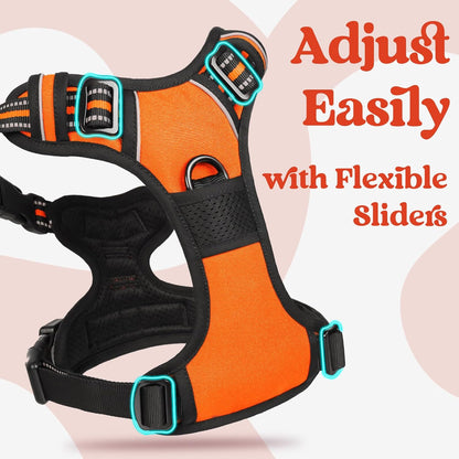 rabbitgoo Dog Harness Medium Sized, No Pull Pet Harness with 3 Buckles, Adjustable Soft Padded Vest