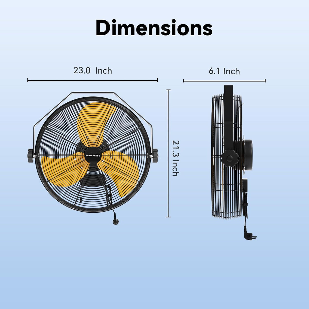 18 Inch Wall Fan Pro Series - 4900 CFM 3 Speed High Velocity Industrial Wall Mount Fans for