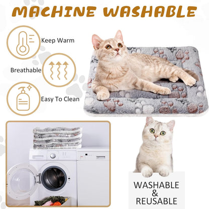 Tuanse 4 Pack Ultra Soft Dog Cat Bed Mat with Cute Prints Reversible Fleece Dog Crate Kennel Pad
